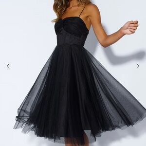Glam Feeling Tulle Midi Dress Black